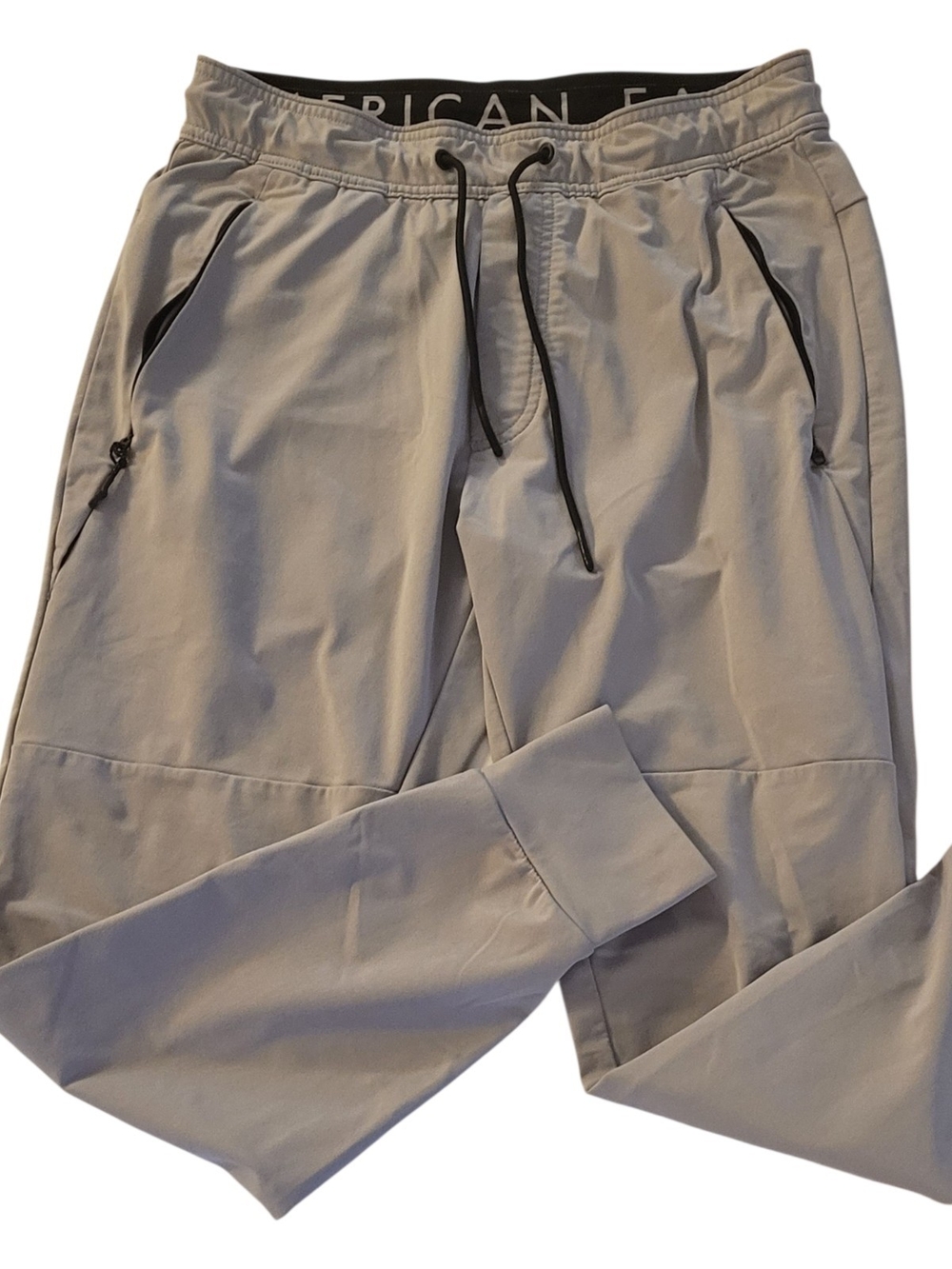 American Eagle Outfitters Light Gray Men's Jogger Pants with Black Drawstrings